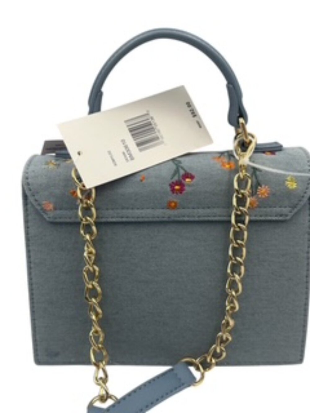 NEW Betsey Johnson Denim Floral Embroidered crossbody handbag Satchel purse - Picture 7 of 14